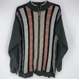 Montique Sweater Mens 3X Cardigan Zip Elbow Patches Brown Wavy 3D Knit Pockets
